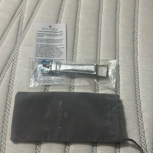 BNWT Michele 18mm platinum leather watch band